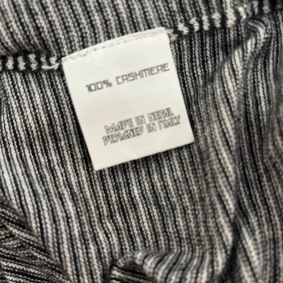 NWT Happy Sheep Black and White Stripped 100% Cashmere Cardigan, M - Picture 5 of 6